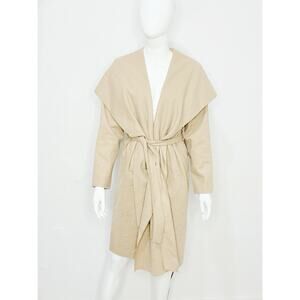 Chicwish Beige Wrap Coat Belted Shawl Collar Jacket Size M